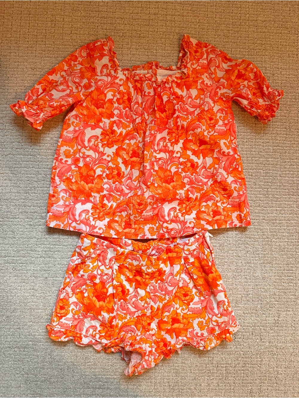 Janie and Jack Orange Floral Short Sleeve Set